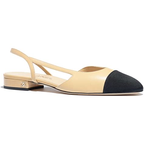 chanel flat black pumps|chanel slingback beige and black.